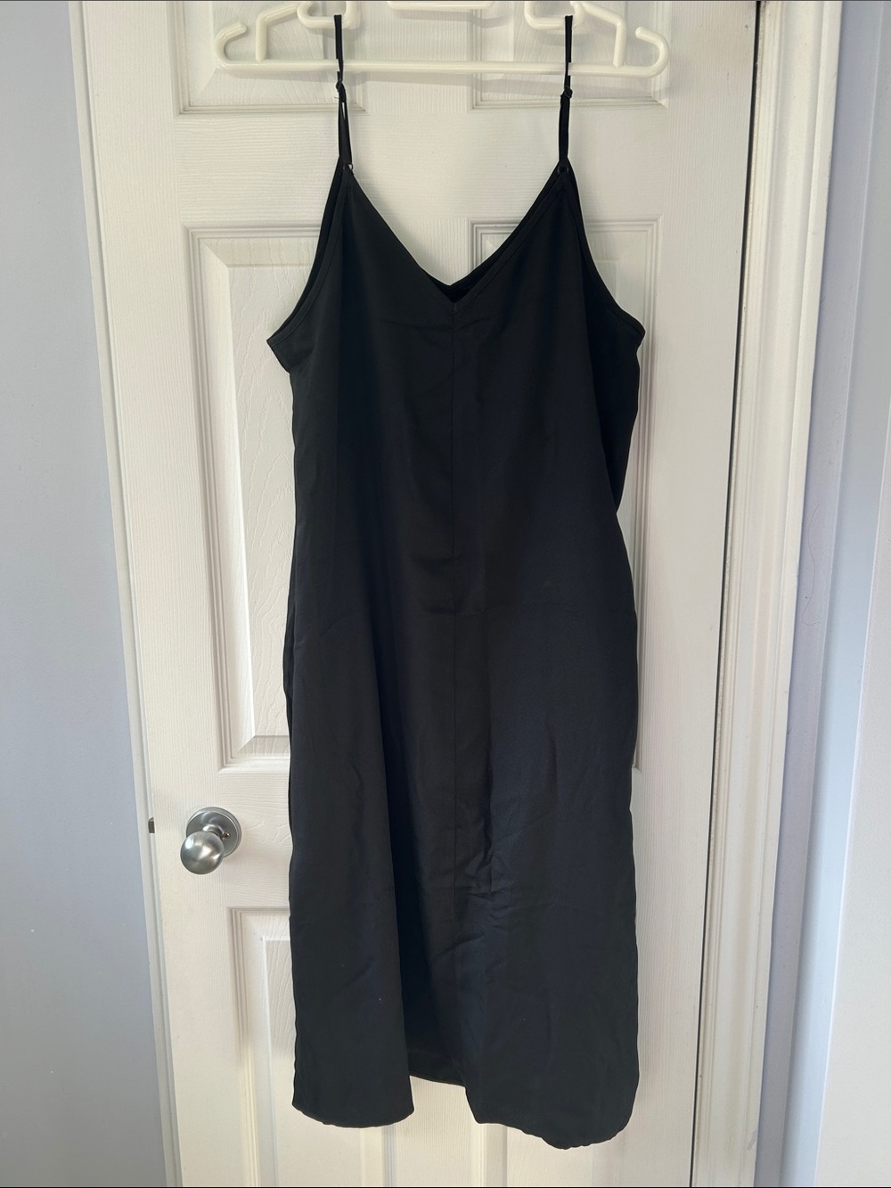 SHEIN Black Spaghetti Strap Midi Slip Dress